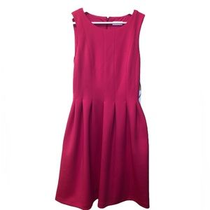 Calvin Klein || NWT || Pink Hibiscus Fit & Flare Soft Pleated Mini Dress